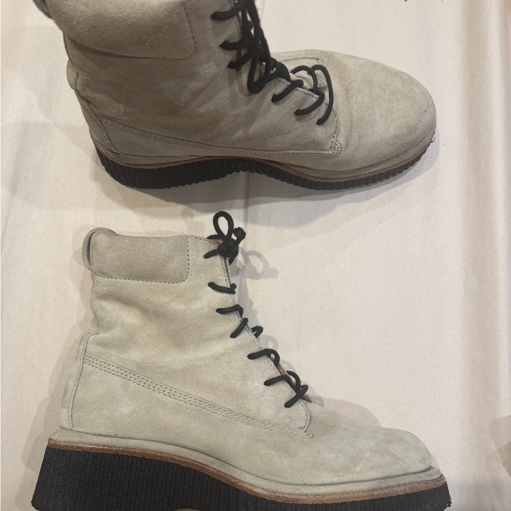 Rag & Bone Sloane Lace Up Paloma Beige Calf leather /Suede Boots EU 38
